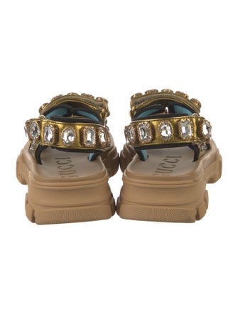 Gucci Leather Crystal Embellishments Sandals