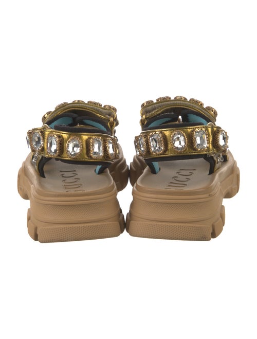 Gucci Leather Crystal Embellishments Sandals