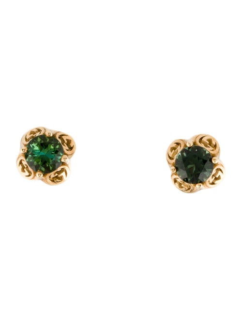 Gucci 18K Tourmaline Interlocking G Stud Earrings