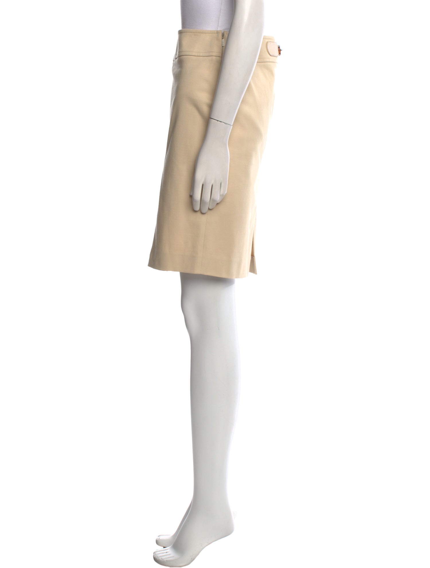 Gucci Leather Trim Embellishment Knee-Length Skirt