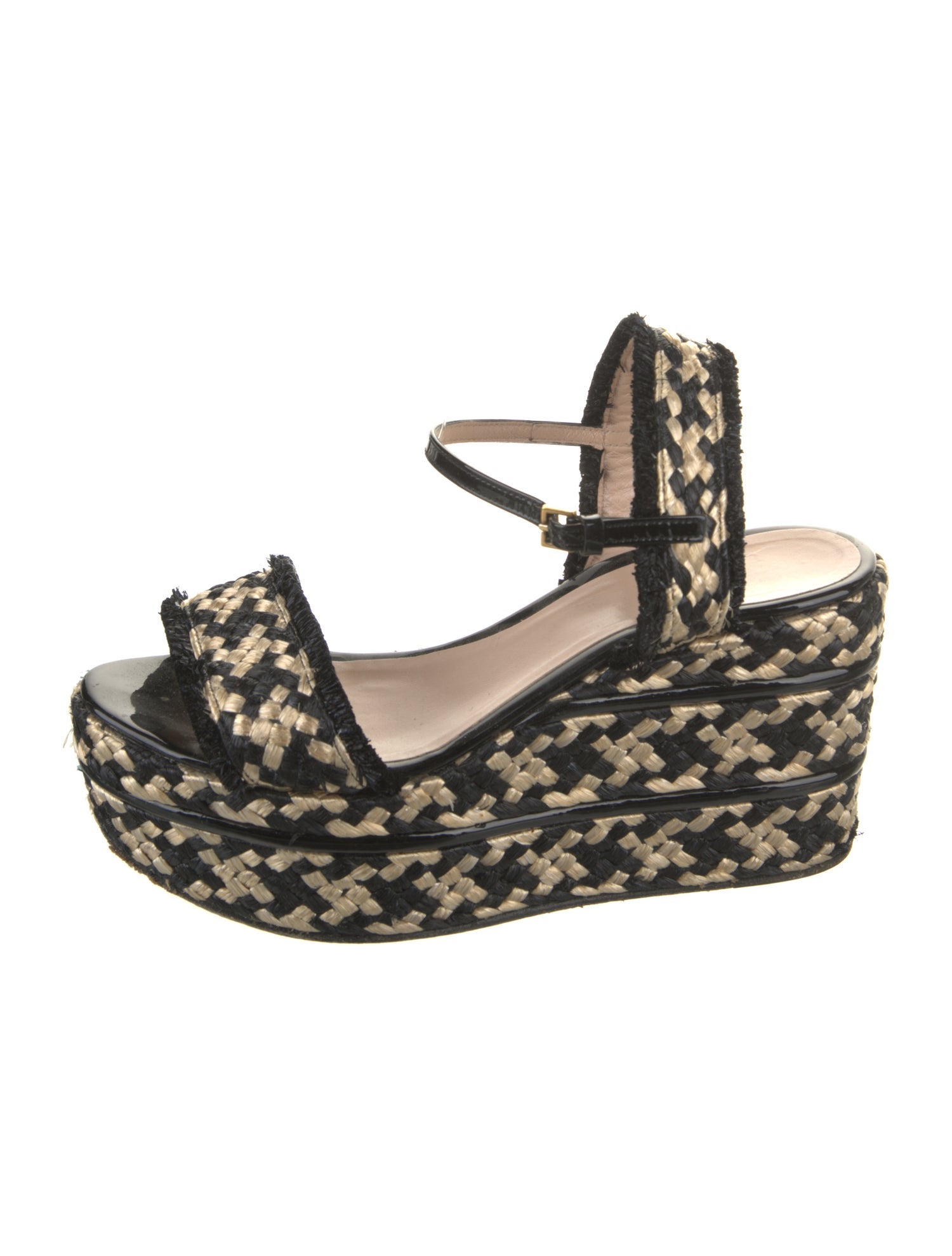 Gucci Raffia Colorblock Pattern Sandals