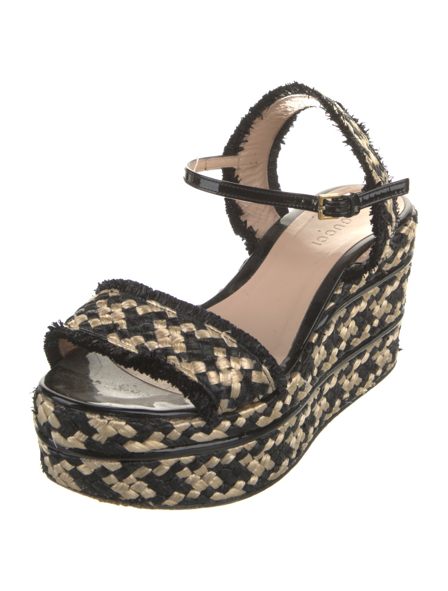 Gucci Raffia Colorblock Pattern Sandals