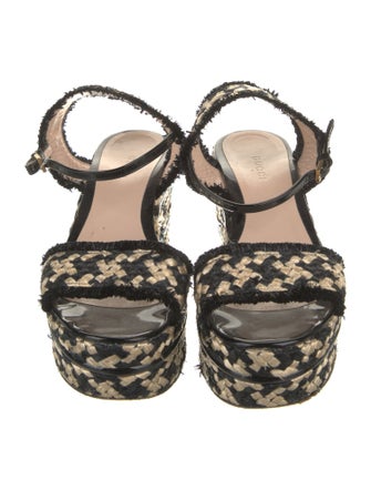 Gucci Raffia Colorblock Pattern Sandals