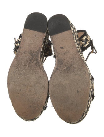 Gucci Raffia Colorblock Pattern Sandals