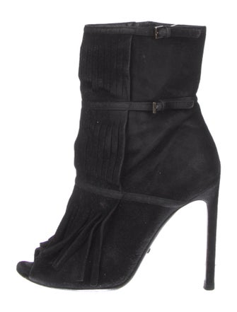 Gucci Suede Fringe Trim Accent Boots