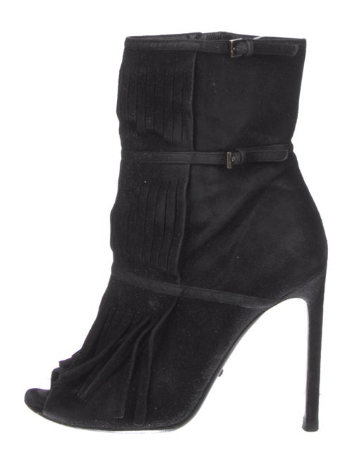 Gucci Suede Fringe Trim Accent Boots