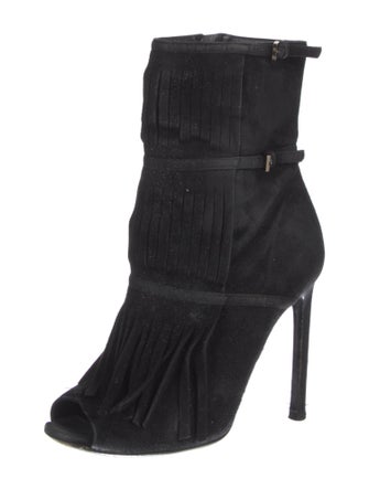 Gucci Suede Fringe Trim Accent Boots
