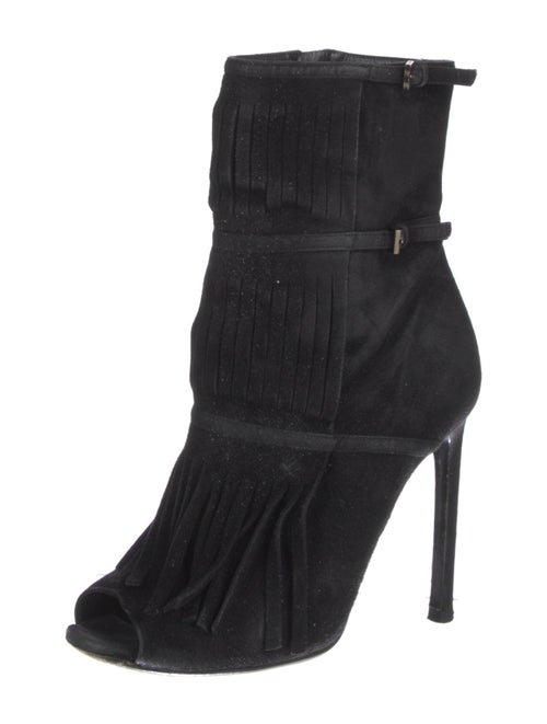 Gucci Suede Fringe Trim Accent Boots