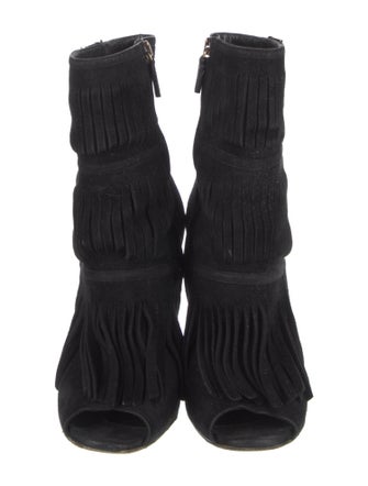 Gucci Suede Fringe Trim Accent Boots