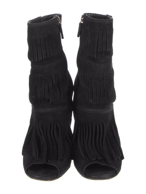 Gucci Suede Fringe Trim Accent Boots