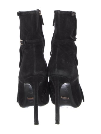 Gucci Suede Fringe Trim Accent Boots