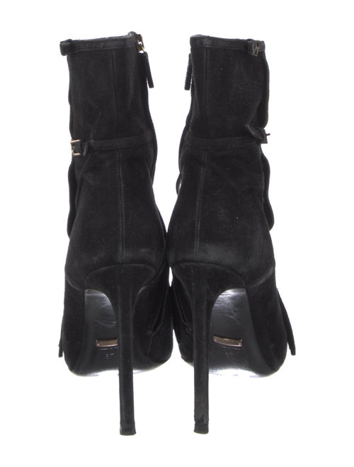 Gucci Suede Fringe Trim Accent Boots