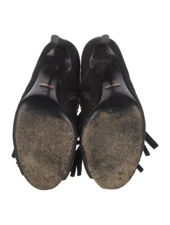 Gucci Suede Fringe Trim Accent Boots