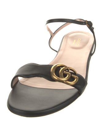 Gucci Double G Logo Leather Sandals