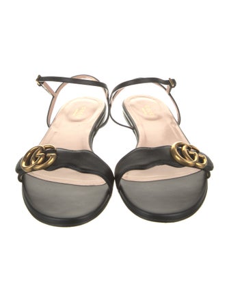 Gucci Double G Logo Leather Sandals