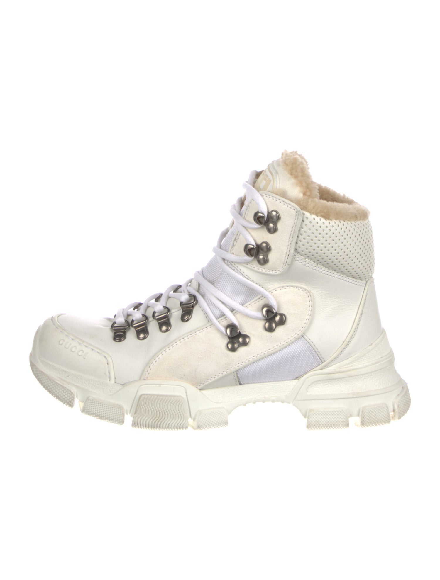 Gucci Leather Colorblock Pattern Hiking Boots