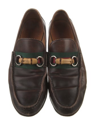 Gucci Web Accent Leather Dress Loafers