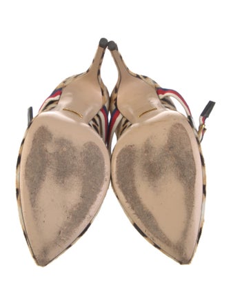 Gucci Sylvie Web Accent Ponyhair Pumps