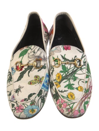 Gucci Flora Print Canvas Loafers