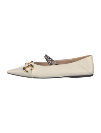 Gucci Horsebit Accent Leather Mary Jane Flats