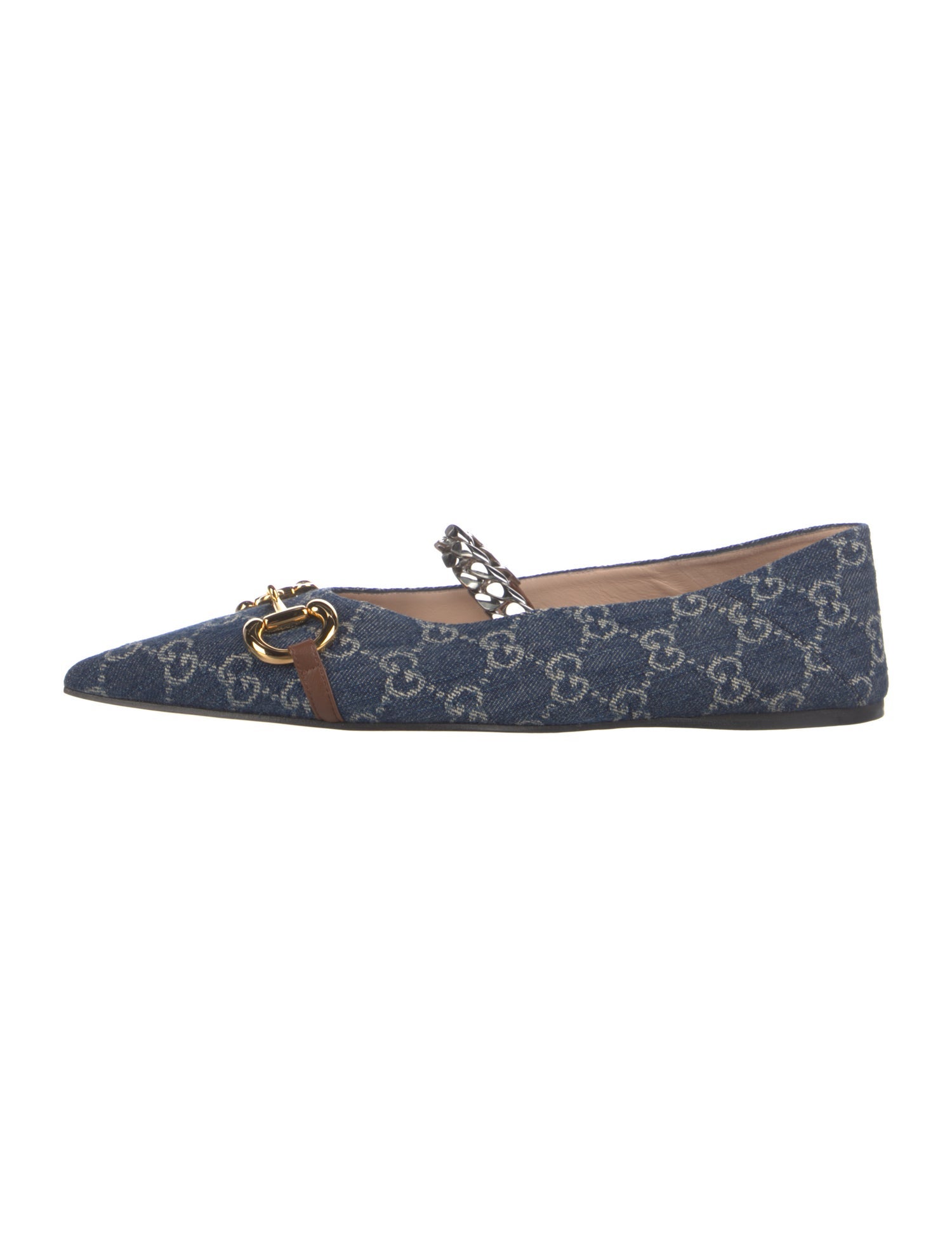Gucci GG Denim Denim Mary Jane Flats w/ Tags