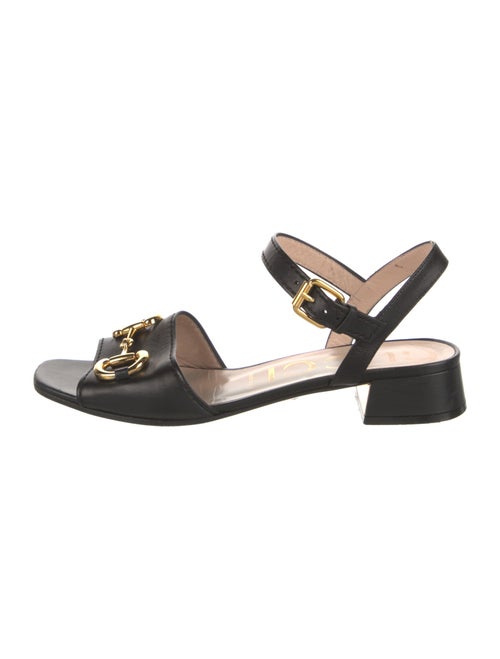 Gucci Horsebit Accent Leather Slingback Sandals