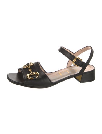 Gucci Horsebit Accent Leather Slingback Sandals