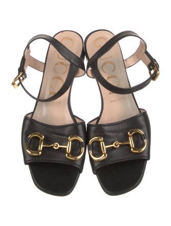 Gucci Horsebit Accent Leather Slingback Sandals