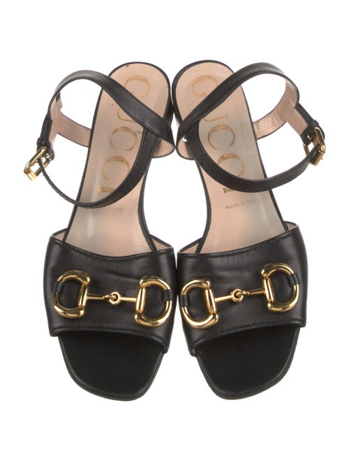Gucci Horsebit Accent Leather Slingback Sandals