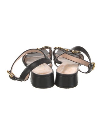 Gucci Horsebit Accent Leather Slingback Sandals