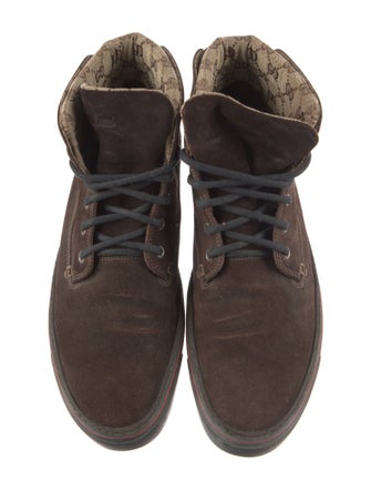 Gucci Web Accent Suede Lace-Up Boots
