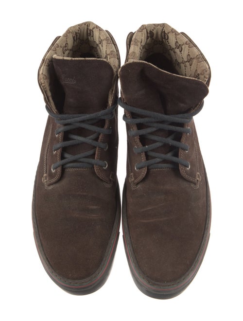Gucci Web Accent Suede Lace-Up Boots
