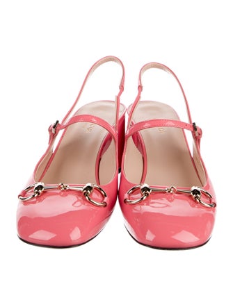 Gucci Horsebit Accent Patent Leather Slingback Pumps