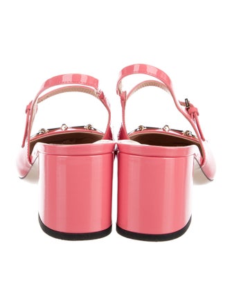 Gucci Horsebit Accent Patent Leather Slingback Pumps