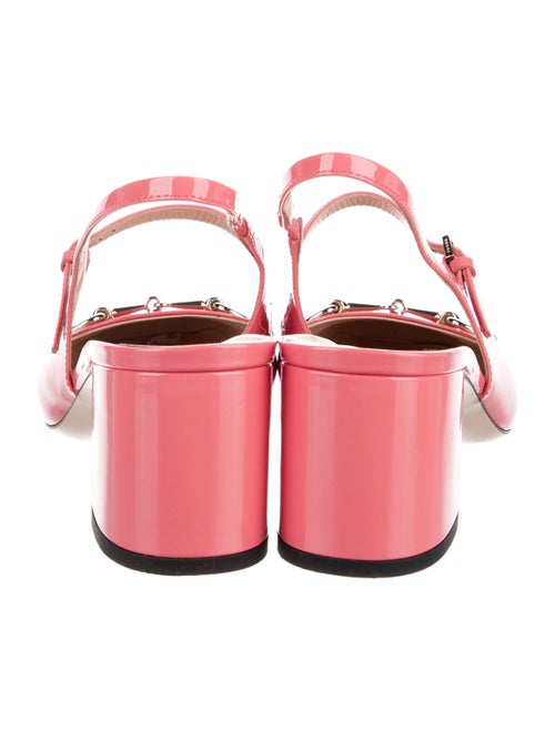 Gucci Horsebit Accent Patent Leather Slingback Pumps