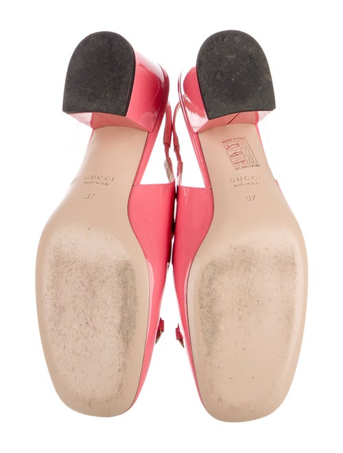 Gucci Horsebit Accent Patent Leather Slingback Pumps