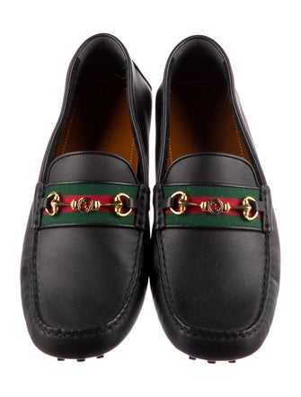 Gucci Web Accent Leather Drivers