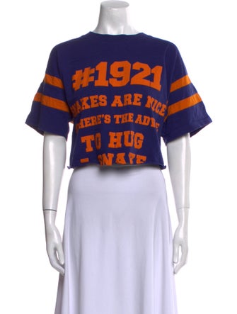 Gucci Graphic Print Bateau Neckline Crop Top