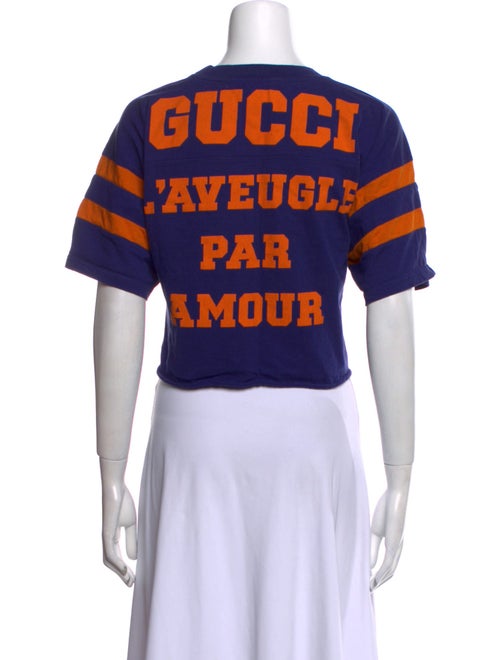 Gucci Graphic Print Bateau Neckline Crop Top