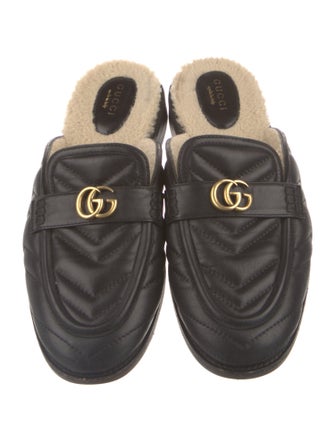 Gucci Double G Logo Leather Mules