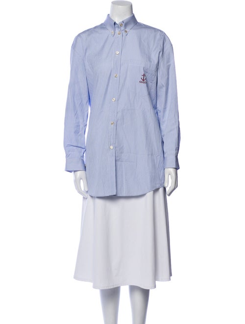 Gucci Striped Long Sleeve Button-Up Top