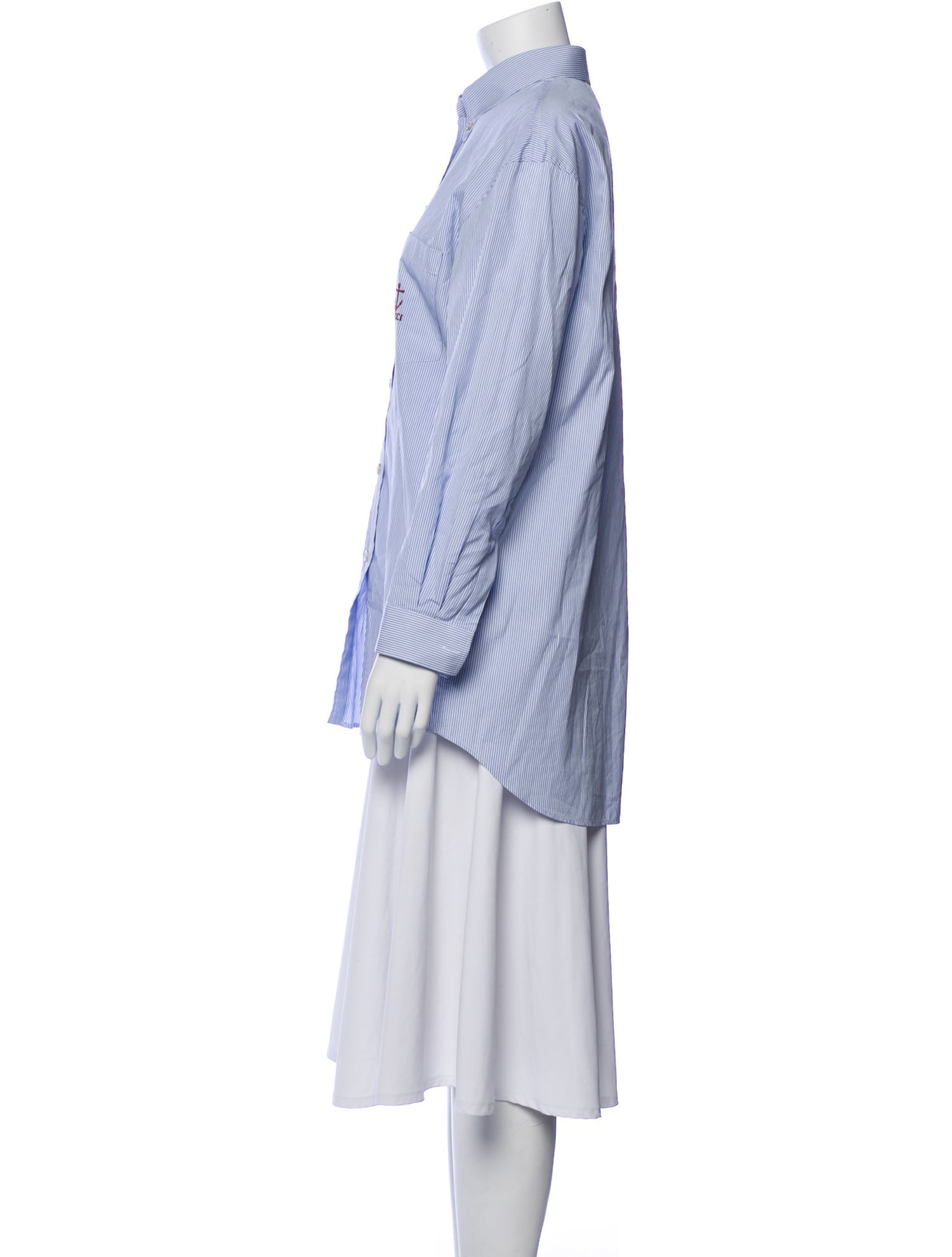 Gucci Striped Long Sleeve Button-Up Top