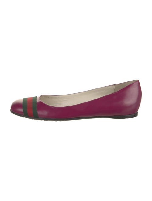 Gucci Web Accent Leather Ballet Flats