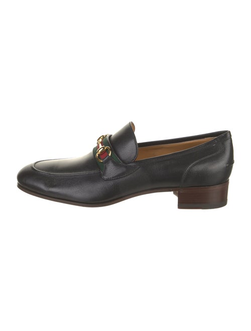 Gucci Web Accent Leather Loafers