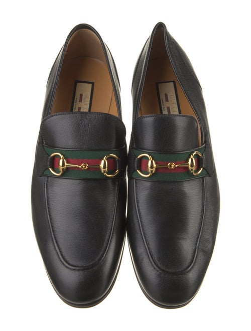 Gucci Web Accent Leather Loafers