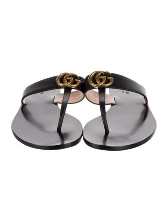 Gucci Double G Logo Leather Slides