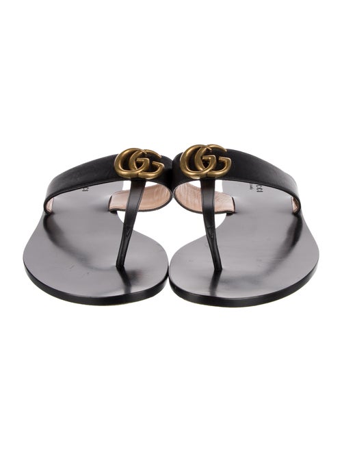 Gucci Double G Logo Leather Slides