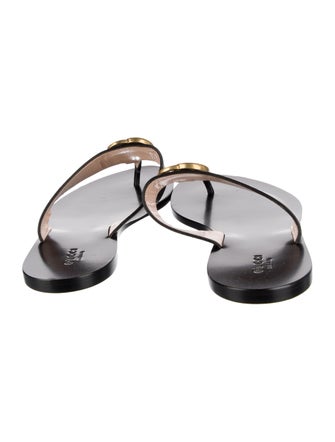 Gucci Double G Logo Leather Slides