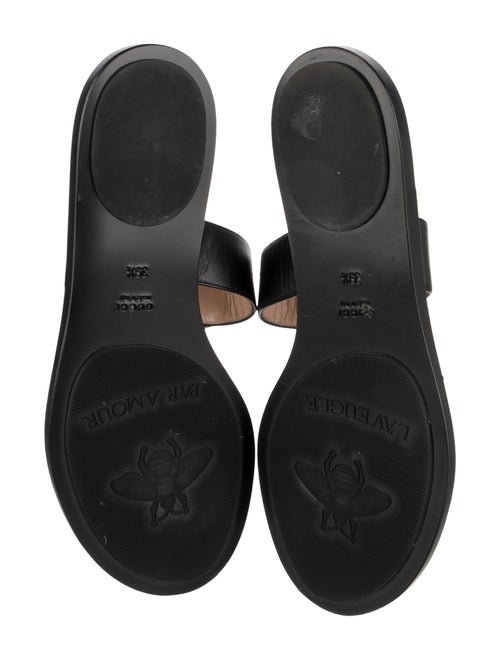 Gucci Double G Logo Leather Slides