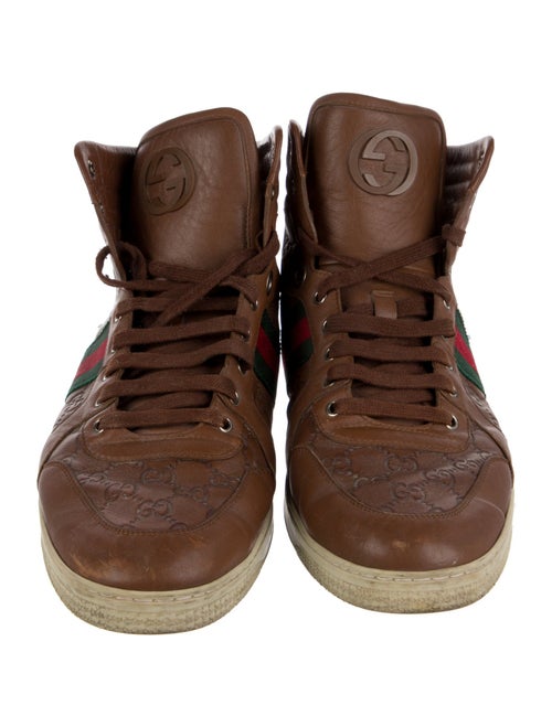 Gucci Web Accent Embossed Leather Sneakers